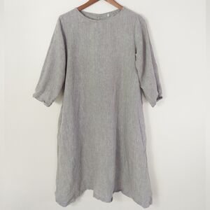 Muji 100% Linen Midi Dress Size Large